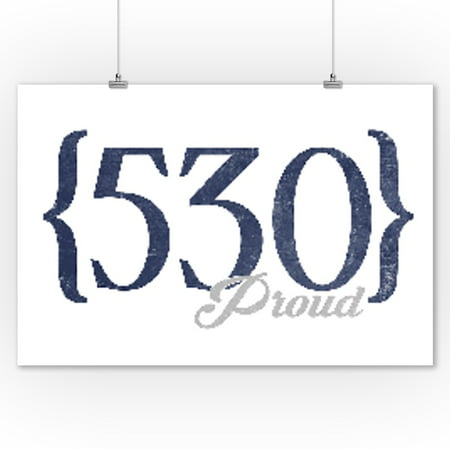 Sacramento, California - 530 Area Code (Blue) - Lantern Press Artwork (9x12 Art Print, Wall Decor Travel