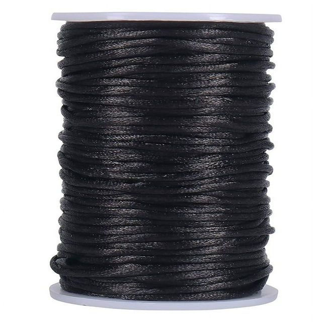 CordóN de PoliéSter Satinado con Rata, 295 Pies 2 Mm Cuentas Negras para Pulseras Macramé, FabricacióN Joyas, Artes y Manualidades