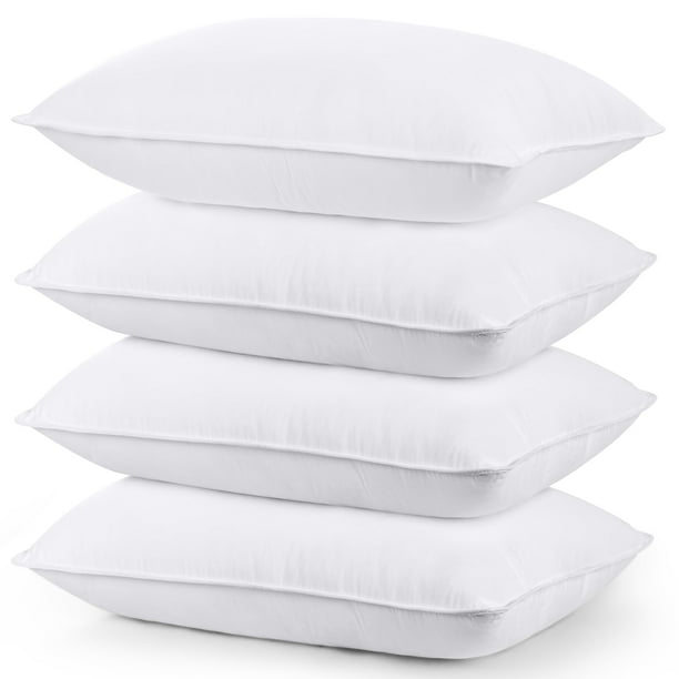 Juego de 4 almohadas de cama Utopia, tamaño estándar/queen, color blanco