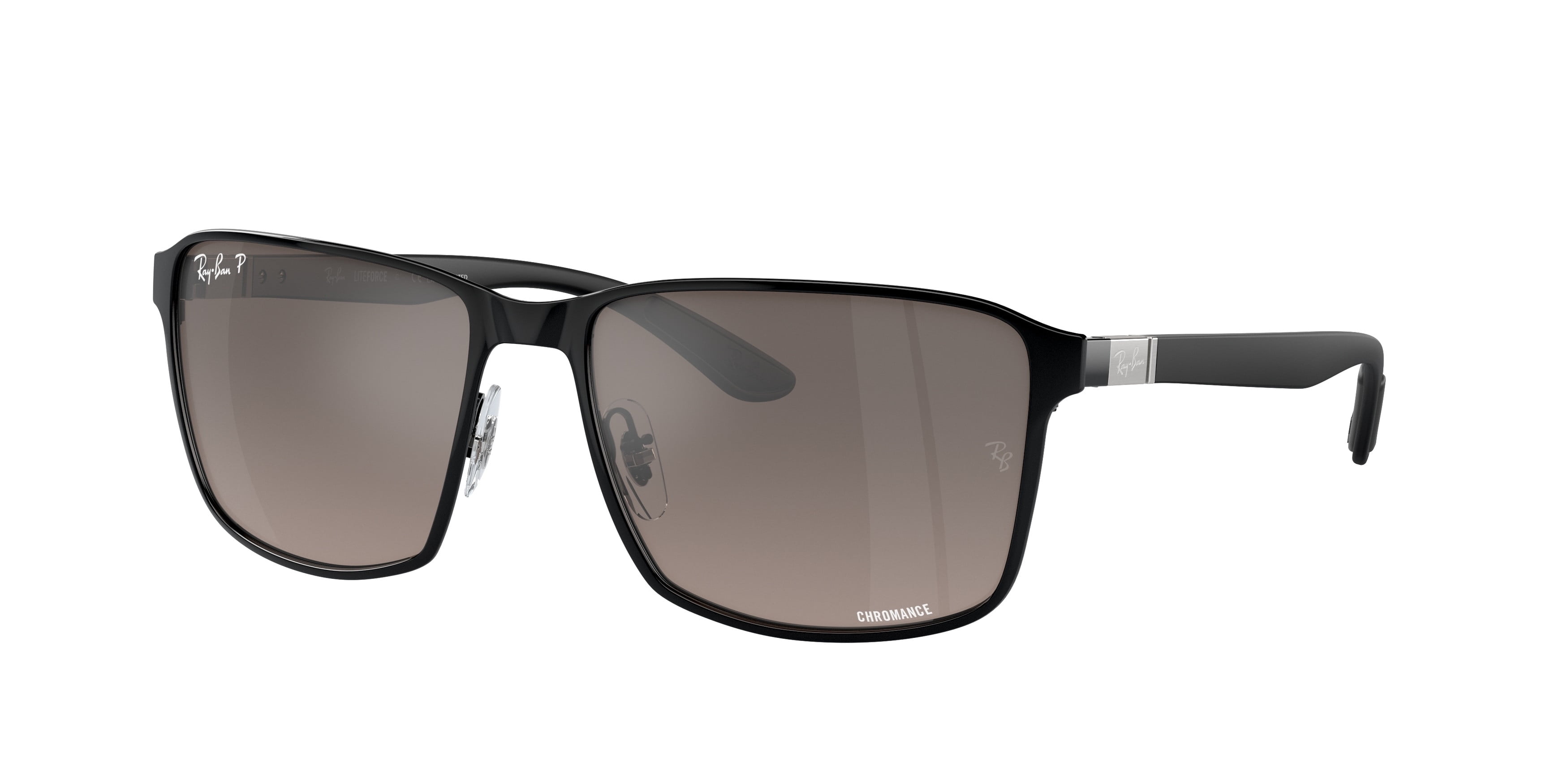 Ray Ban Unisex Polarized Rectangular Sunglasses, Dark Gray, RB3686