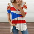 thumbnail image 2 of Puerto Rico Flag Womens Summer V Neck Zipper Top Short Sleeve T Shirt Off Shoulder Top Casual Classy Loose Shirts, 2 of 7