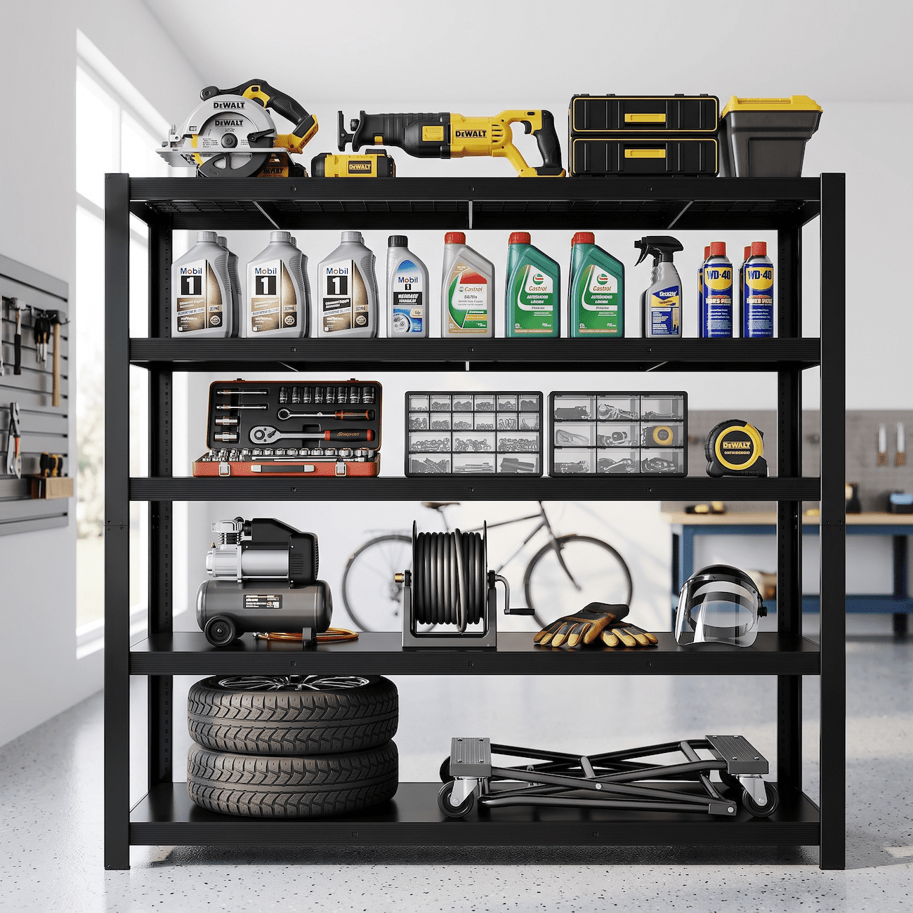 UBERLYFE Heavy Duty Garage Shelving Unit 3000 LBS, 5 Tier Adjustable Metal Storage Shelves, 62" W x 24" D x 72 H", Extra Wide Garage Storage Rack for Warehouse Basement Pantry