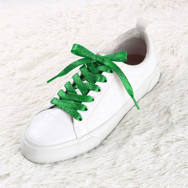 Cordones De Zapatos Brillo Metalico Brillante Cuerdas Planas Con Purpurina Para Zapatillas Verde 80cm 31.50 Allegra K Cordones