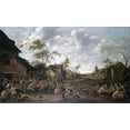 thumbnail image 2 of Droochsloot, Joost Cornelisz 24x16 White Modern Wood Framed Museum Art Print Titled - Peasants Feasting On a Village Street, 2 of 4