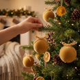 thumbnail image 5 of Velvet Bow Christmas Ornament With Baubles For Tree Decor Holiday Home Festive Display Luxurious Complete Collection For Styling , 15pcs, A, 5 of 5