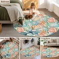 thumbnail image 5 of Round Area Rug 4 Ft, Coastal Beach Washable Non-Slip Circle Carpet for Living Room/Bedroom, Nautical Summer Coral Starfish Shell Low-Profile Crawling Mats Collection Rugs for Indoor, 5 of 8