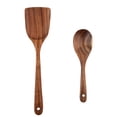 thumbnail image 1 of Utensilios de cocina de madera de teca para cocinar, utensilios de cocina naturales y saludables antiadherentes, juego de 2 piezas, 1 of 5