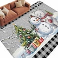 thumbnail image 2 of Rectangle Area Rugs 5 x 7 Ft, Grey Christmas Non-Slip Residential Carpet, Xmas Tree Snowman Bear Snowfall Plaid Indoor Crawling Mats Runner Rugs for Living Room/Dining Room/Bedroom, 2 of 8