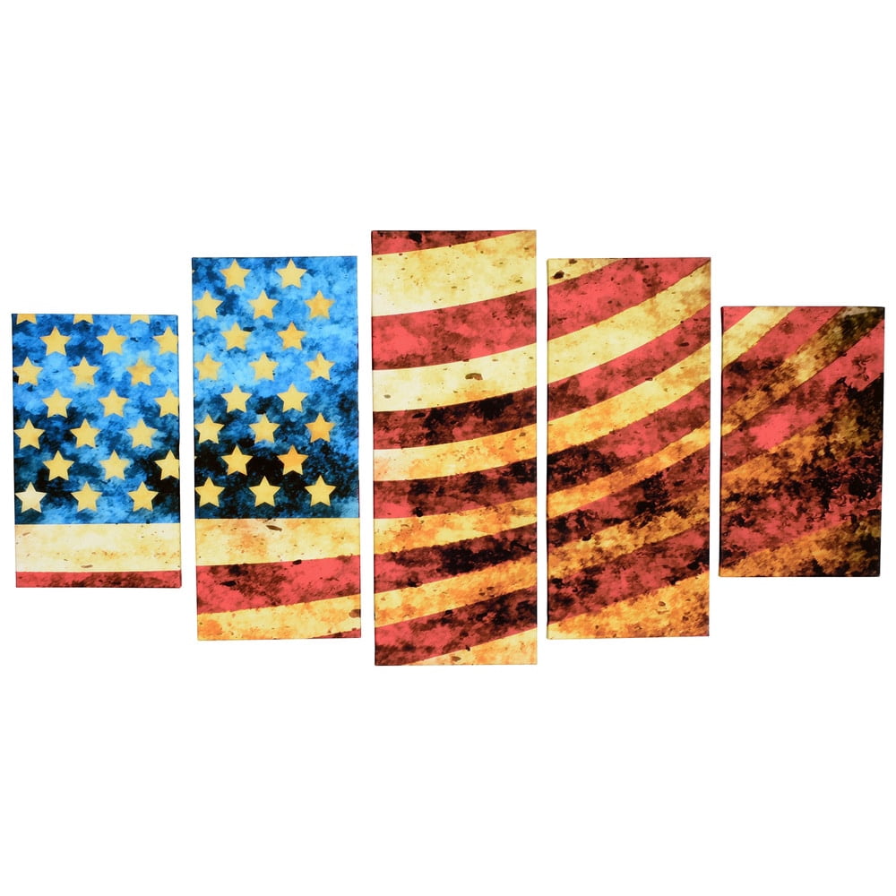 DESIGN ART God Bless America Flag' Canvas Art Set 32 in. wide x 16 in. high - 1 Panel
