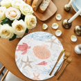 thumbnail image 2 of Orange Red Blue Coastal Nautical Round 13 Inch Placemats Set of 2,Beach Sea Turtle Ocean Coral Starfish HeatResistant Non Slip Place Mats for Dining Table,Wipeable Kitchen Table Mats for Housewarming, 2 of 9