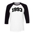 thumbnail image 1 of 1993 College Style Three-Quarter Raglan Sleeve Baseball Shirt Unisex X-Small White/Black, 1 of 5