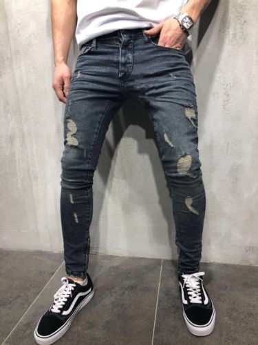 mens distressed jeans grey