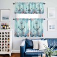 thumbnail image 2 of Coastal Anchor Blue Kitchen Curtains Sets for Windows 36 Inch Length, Summer Beach Nautical Coral Starfish Rod Pocket Window Treatments Tier Curtains and Valances Set for Bedroom/Bathroom, 2 of 8