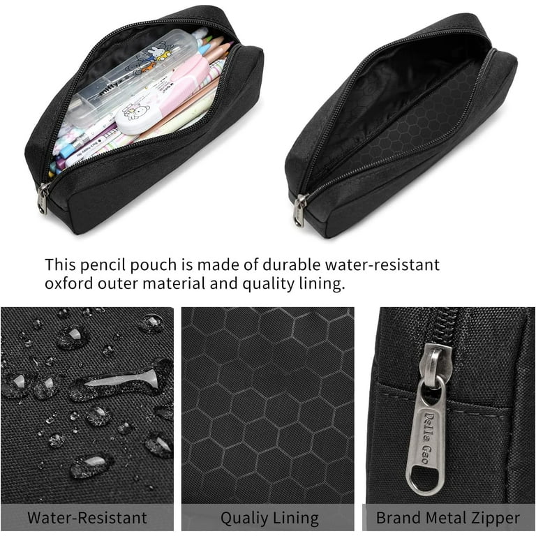 Pencil Pouch 3 Compartments Aesthetic Pencil case for Large Black WJ001-3