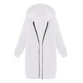 thumbnail image 4 of AOOCHASLIY Women 2023 Tops Clearance Womens Popular Sweater Women's Medium Long Plush Insert Bag Hooded Zipper Windbreaker Coat, 4 of 4