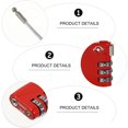 thumbnail image 3 of Candado de seguridad para equipaje TSA-335 aprobado por la TSA con combinación de 3 dígitos y contraseña (rojo), 3 of 6