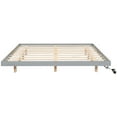 thumbnail image 6 of Floating Bed Frame, UHOMEPRO King Size Wood Platform Bed with LED Lights for Bedroom, Modern Solid Pine Wood King Bed Frame for Teens Adults, No Box Spring Needed, Easy Assembly, Gray, 6 of 12