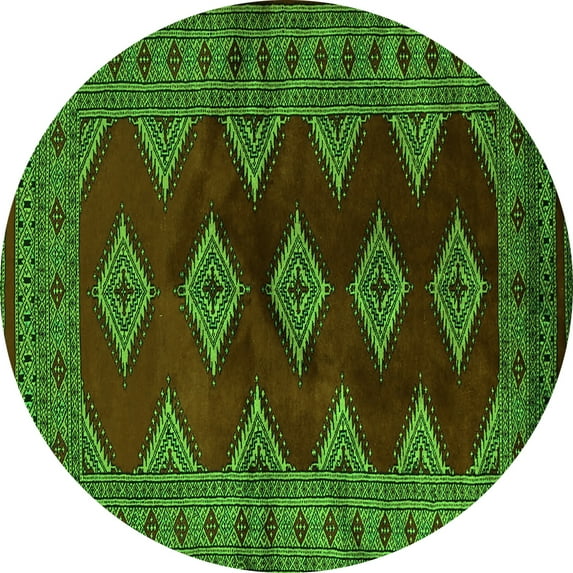 Ahgly Company Indoor Round Southwestern Green Country Area Rugs, 6' Round