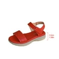 thumbnail image 5 of Sandals Women Dressy Oofos Slide Women's Fashion Casual Spring And Summer Comfortable Solid Color Hollow Pattern Round Head Open Toe One-Line Buckle Thick-Soled Sandals Red, 5 of 9