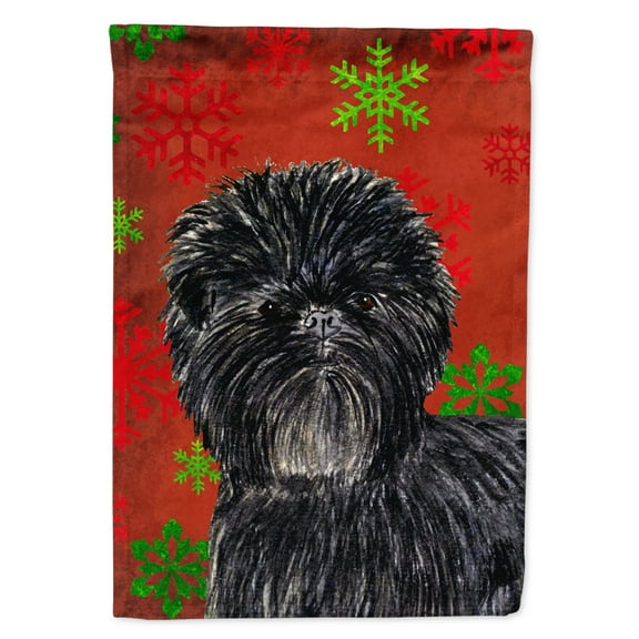 Carolines Treasures SS4718-FLAG-PARENT Affenpinscher Red Green Snowflakes Christmas Flag  multicolor
