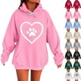 thumbnail image 5 of Pullover Hoodies for Women Winter Plus Size Oversized Fleece Hoodie Sweatshirts Cute Heart Paw Graphic Hooded Sweaters Fall Fashion Casual Tops Long Sleeve Drop Shoulder Loose Sweatshirt with Pocket, 5 of 5