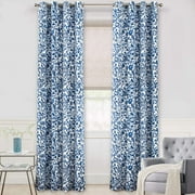 DriftAway Julia Watercolor Blackout Room Darkening Grommet Lined Thermal Insulated Energy Saving Window Curtains 2 Layers 2 Panels 120"L x 52"W Navy
