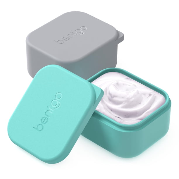 Set de recipientes de silicona Bentgo Sidekicks, paquete de 2 unidades, 80 ml, gris y aguamarina