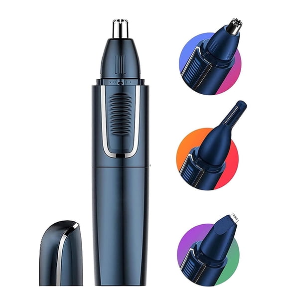 Portable three-in-one nose hair, eyebrow, and facial hair trimmer