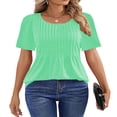 thumbnail image 3 of CHOK Blouses pour Femmes Tunique Plissée à Manches Courtes Hauts Habillés Décontractés Chemises d'Été, 3 of 7
