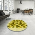 thumbnail image 3 of Ahgly Company Indoor Round Patterned Bold Yellow Area Rugs, 6' Round, 3 of 6