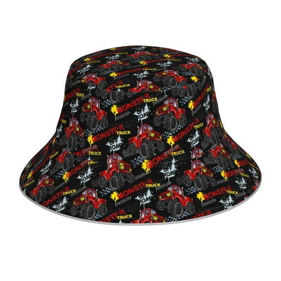 Kdxio Reflective Bucket Hat - Monster Truck Print Bucket Hat for Men,Women