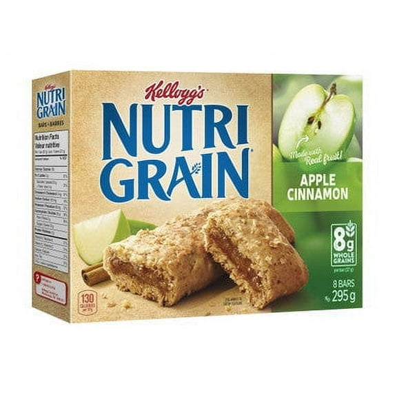 Kellogg's Nutri Grain Cereal Bars Apple Cinnamon, 8 Bars, 295g/10.4 oz., {Imported from Canada}
