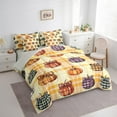 thumbnail image 3 of Erosebridal Chic Autumn Pumpkin Bed in a Bag King Size,Harvest Fruit Bed Set,Fall Grids Printed Bedding King Size,Lightweight Bedroom Decorative Reversible,7 Pieces, 3 of 7