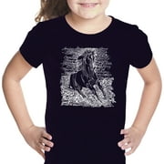 LA Pop Art Girl's Word Art T-shirt - POPULAR HORSE BREEDS