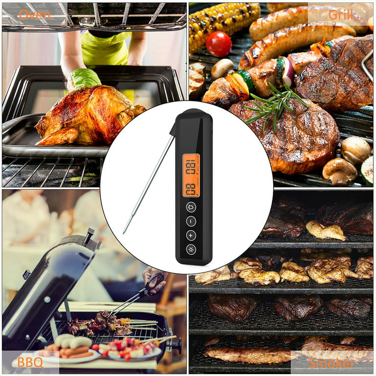 SKERYBD Digital Meat Thermometer for Cooking, Instant Read Food  Thermometers for Kitchen Grilling with Probe, IP67 Waterproof(Black)