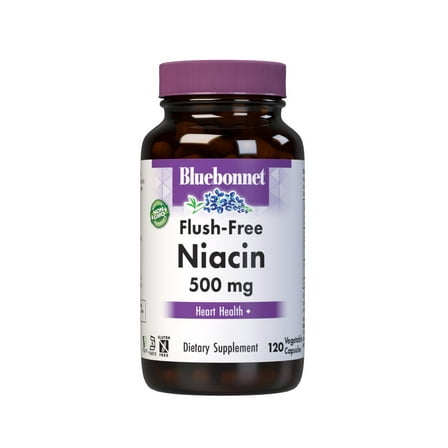 Bluebonnet Flush-Free Niacin 500mg, for Al Cardiovascular Support 120 Count