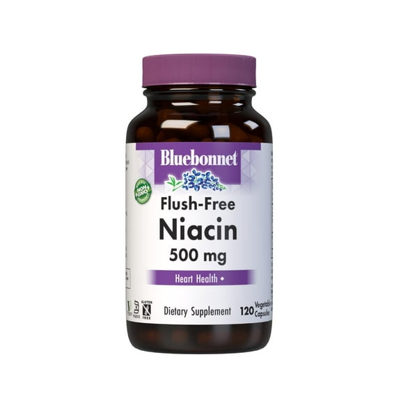 Bluebonnet Flush-Free Niacin 500mg, for Al Cardiovascular Support 120 Count