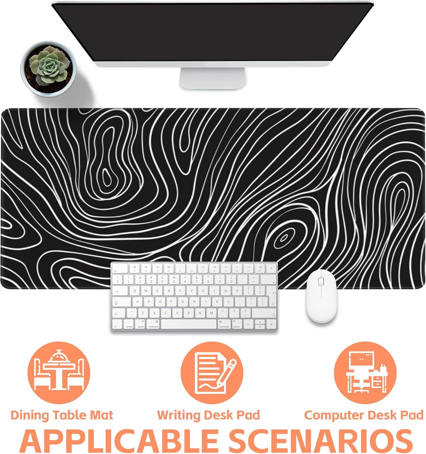 Abstract Outline Gaming Mouse Pad,Large Non-Slip Thick Stitched Edge Mouse Mat for Home Office Gaming Keyboard Desk Pad (35.4 x 15.7 Inches)