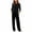 Black, variant on Sevevn Women's Crew Neck 3/4 Sleeve Top and Elastic Waist Straight Long Pants 2 Piece Loungewear Pajama Set
