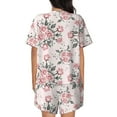 thumbnail image 3 of Bixox Women's Rose Flowers Printed Pajama Set 2 Piece Lounge Set Top and Shorts Soft Pajamas, Shorts with Pockets, 3 of 7