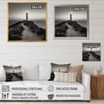 thumbnail image 4 of Designart "Monochromatic Lighthouse Panorama I" Beach Light House Floater Framed Canvas Prints, 4 of 5