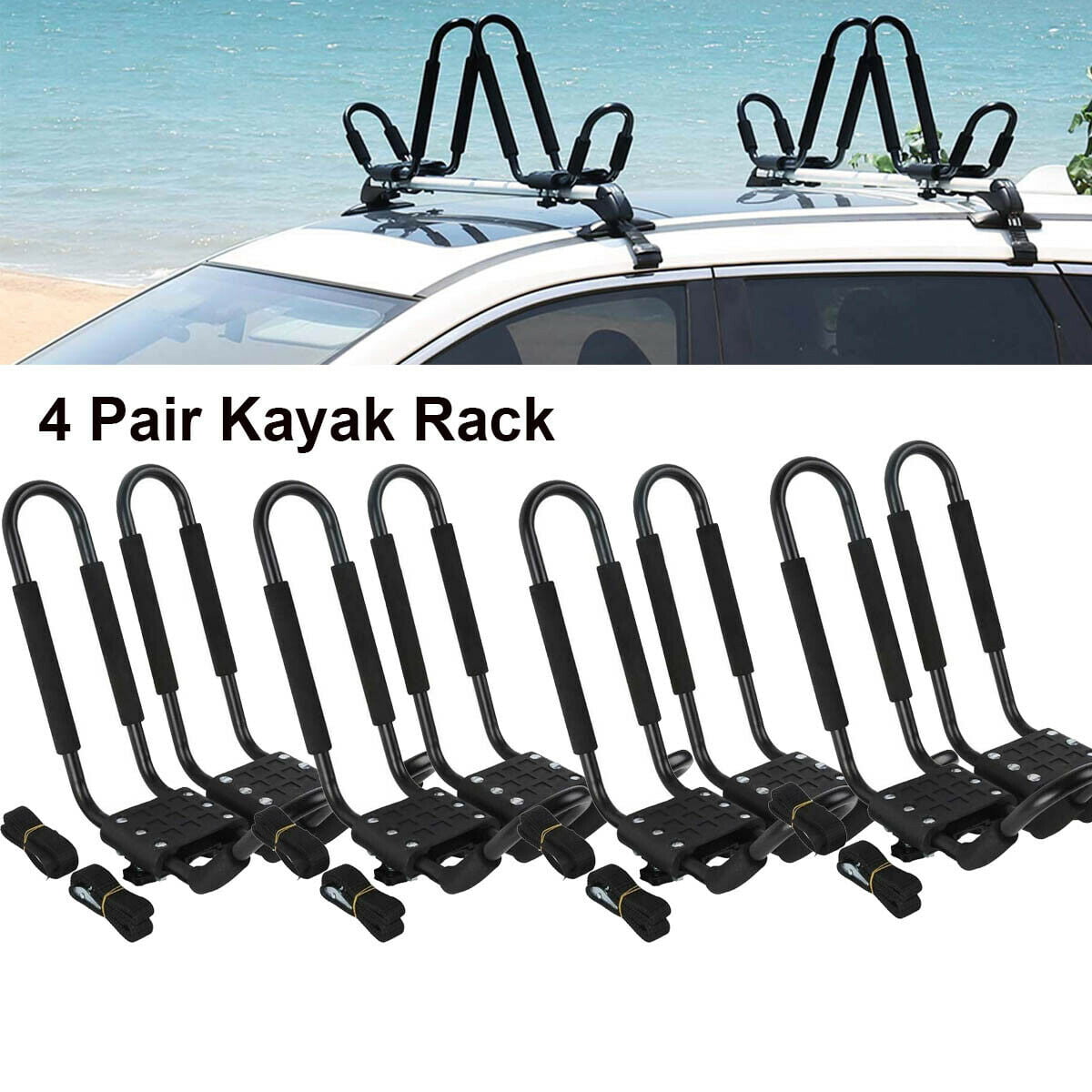 Universal Canoe Boat Kayak Roof Rack Car Top Mount Carrier J Cross Bar 220lbs 