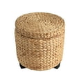 thumbnail image 4 of happimess Addie 17.72" Modern Coastal Hand-Woven Water Hyacinth Storage Ottoman with Lid, Natural, SSL1002A, 4 of 5