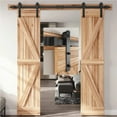 thumbnail image 1 of Black Carbon Steel Sliding Barn Door Hardware 6-16FT Track Roller For Double Door (I-Shaped) ,Easy Install, 1 of 6