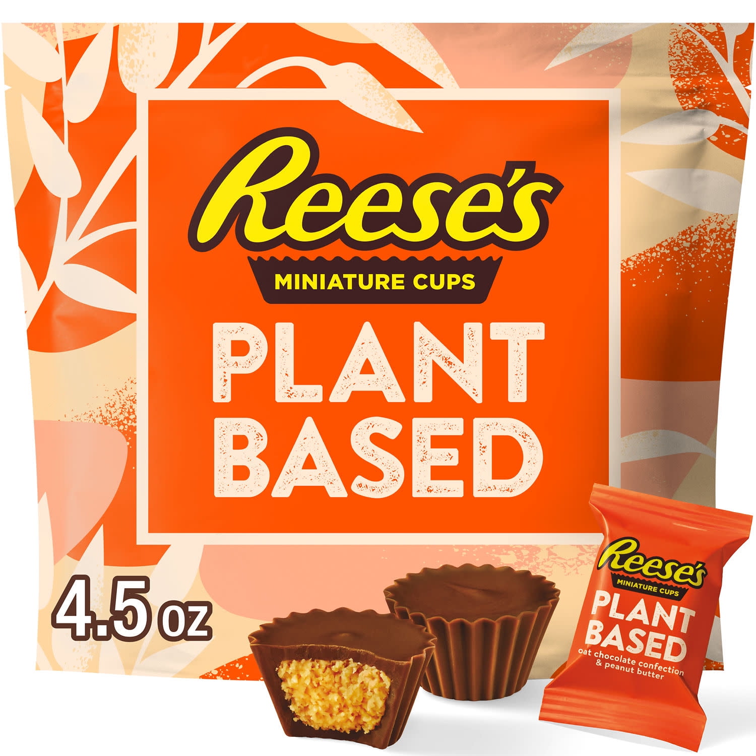 (3 pack) Reese's Miniatures Plant Based Oat Chocolate Confection Peanut Butter Cups Candy, Bag 4.5 oz