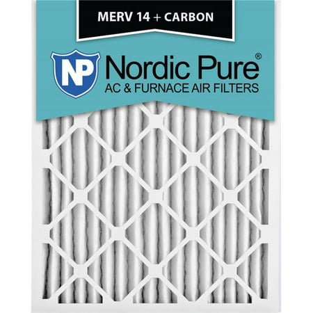 Nordic Pure 16x25x2M14-C-3 MERV 14 Plus Carbon Pleated Air Filters, 16 x 25 x 2 in. - Pack of 3