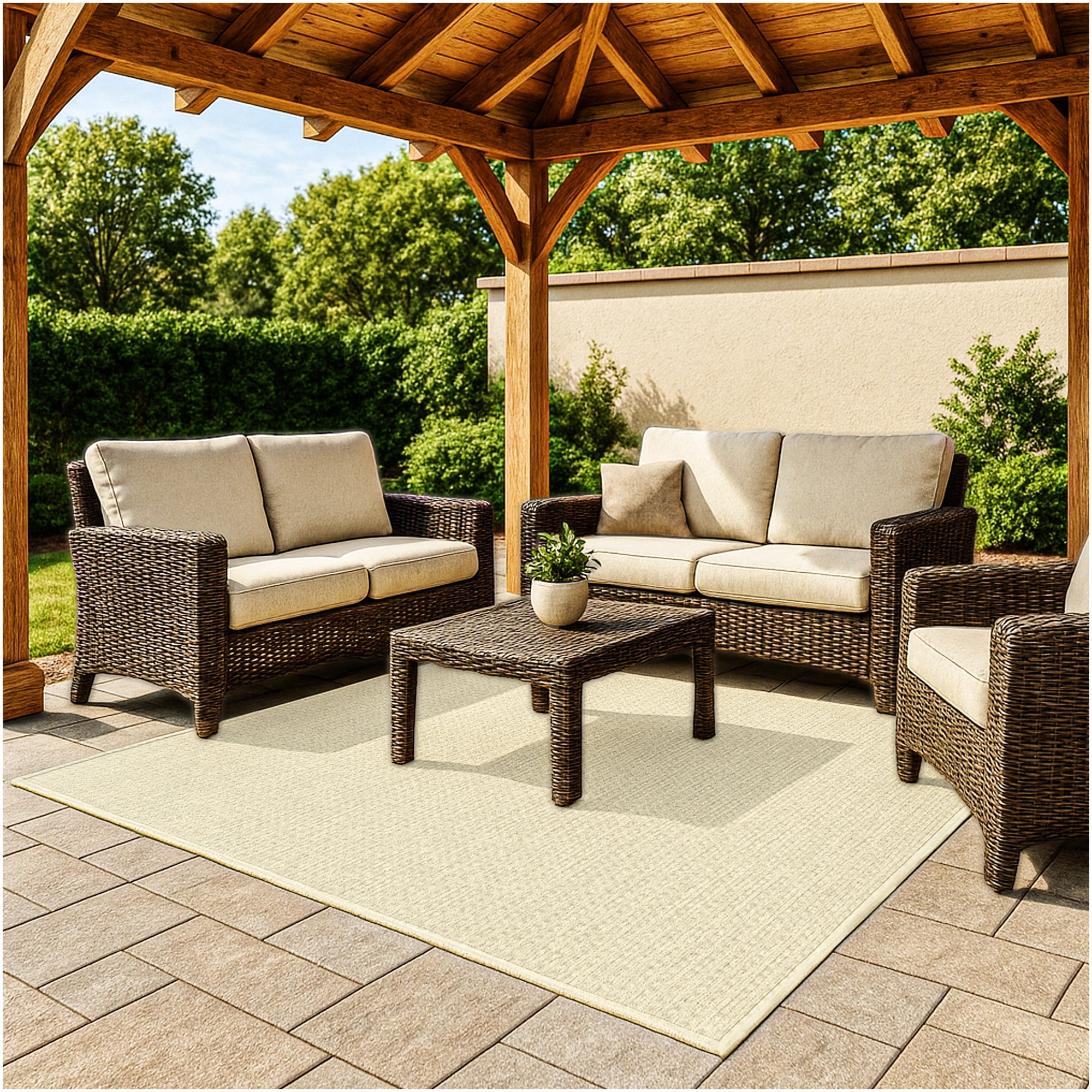 Koeckritz Rugs Interlace Indoor/Outdoor Ivory Area Rug, 4' x 6'