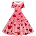 thumbnail image 4 of Vestido de manga corta con cuello vuelto para niñas Vestido elástico de manga corta para niñas Vestido skater con volantes de corte A Vestido de recital escolar Vestido de manga corta con cuello vuelt, 4 of 6