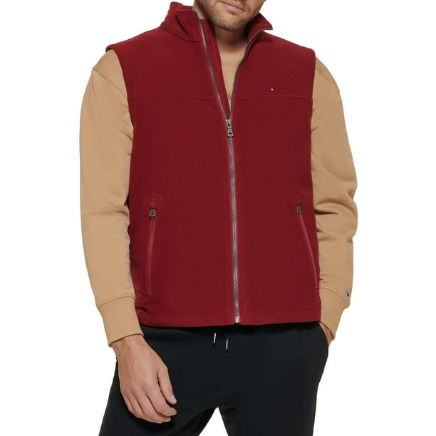 Chaleco Tommy Hilfiger de forro polar para hombre, color rojo, talla XS