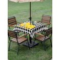 thumbnail image 4 of Outdoor Tablecloth with Umbrella Hole for Patio/Picnic/Party/Camping, Yellow Lemons Waterproof Table Cloth Square Cover Washable, Summer Botanical Black White Plaid Farmhouse (54"x 54"), 4 of 8